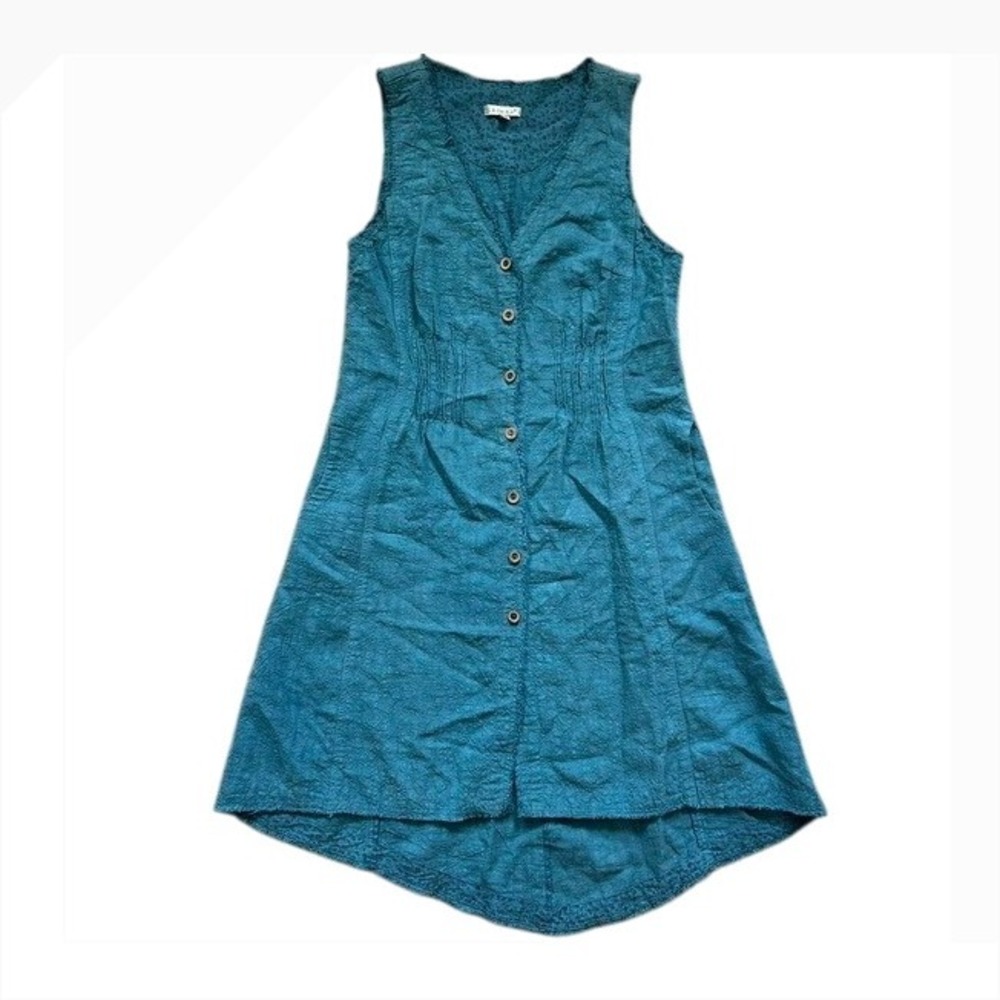 Kleen Cotton linen blend sleeveless langenlook button down tunic‎ dress M